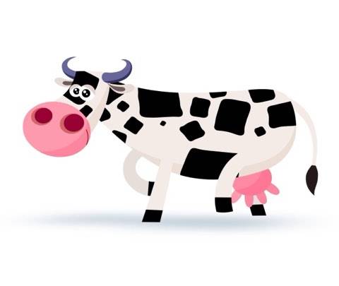A whimsical 2D animated spotted cow walking across a clean white background. Perfect for funny stream alerts, YouTube overlays, and lighthearted looping video backgrounds.