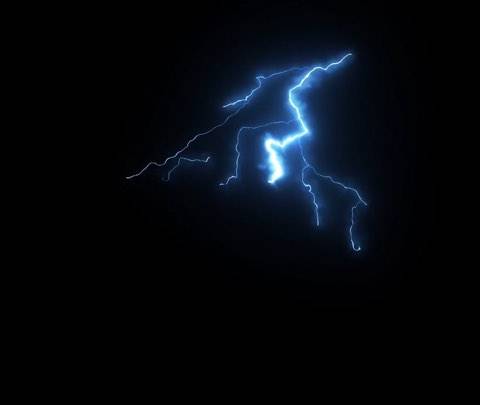 A striking blue lightning bolt illuminates the dark, perfect for a dynamic looping background on Twitch or as an animated wallpaper.