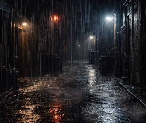 Immerse yourself in the moody atmosphere of a dark, rainy city alley. Perfect for a looping background for Twitch streams or a seamless animated wallpaper to set a mysterious vibe.