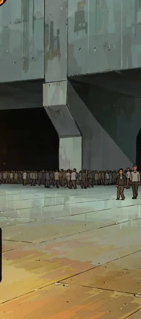A looping background featuring a lively grilling food stand in the foreground against a vast urban concourse filled with people, perfect for adding an atmospheric touch to your Twitch stream or YouTube content. This seamless animated wallpaper creates an engaging, moody setting for viewers.