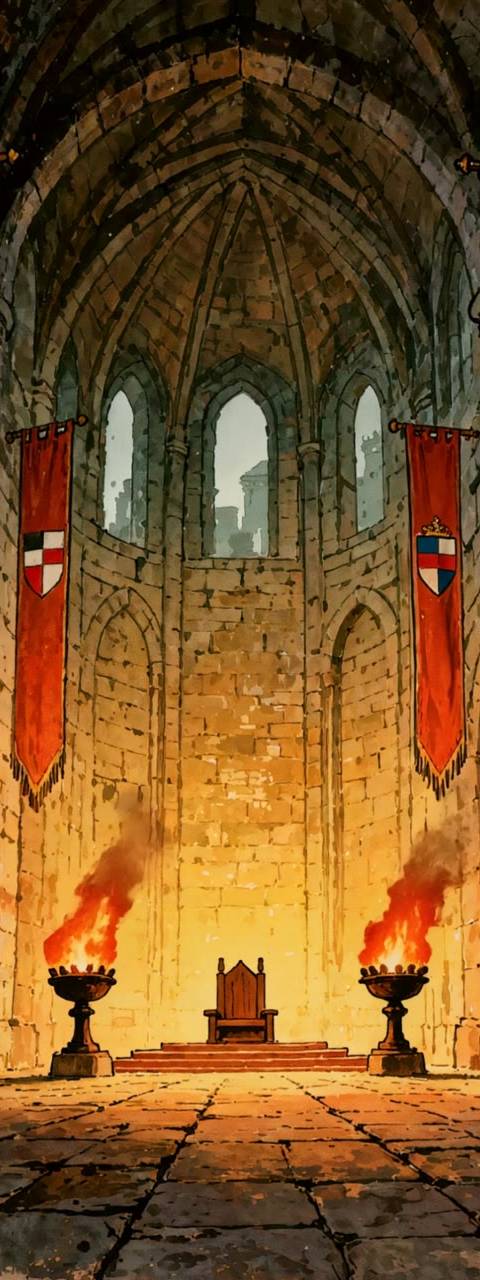 Presenting a majestic looping background of a grand stone throne room, perfect for enhancing your Twitch streams or as a captivating animated desktop wallpaper. This seamless fantasy setting offers an epic and regal backdrop for any content creator.