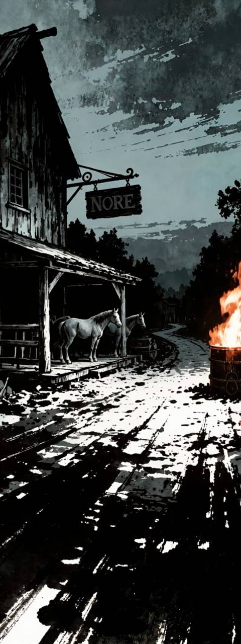 A seamless looping background depicting a gritty noir tavern yard, perfect for Twitch starting soon screens, VTuber interludes, or atmospheric lofi YouTube channels. This animated wallpaper provides a dark, atmospheric setting for your stream.